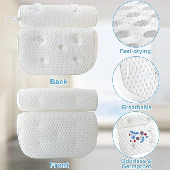 Piumone per vasca, piumone per vasca, cuscino per vasca da bagno, rete a 4D mesh, cuscino per vasca, piumone per comodità, piumone per vasca con 7 viti di fissaggio per uso domestico, spa e vasca da bagno, supporta testa e collo
