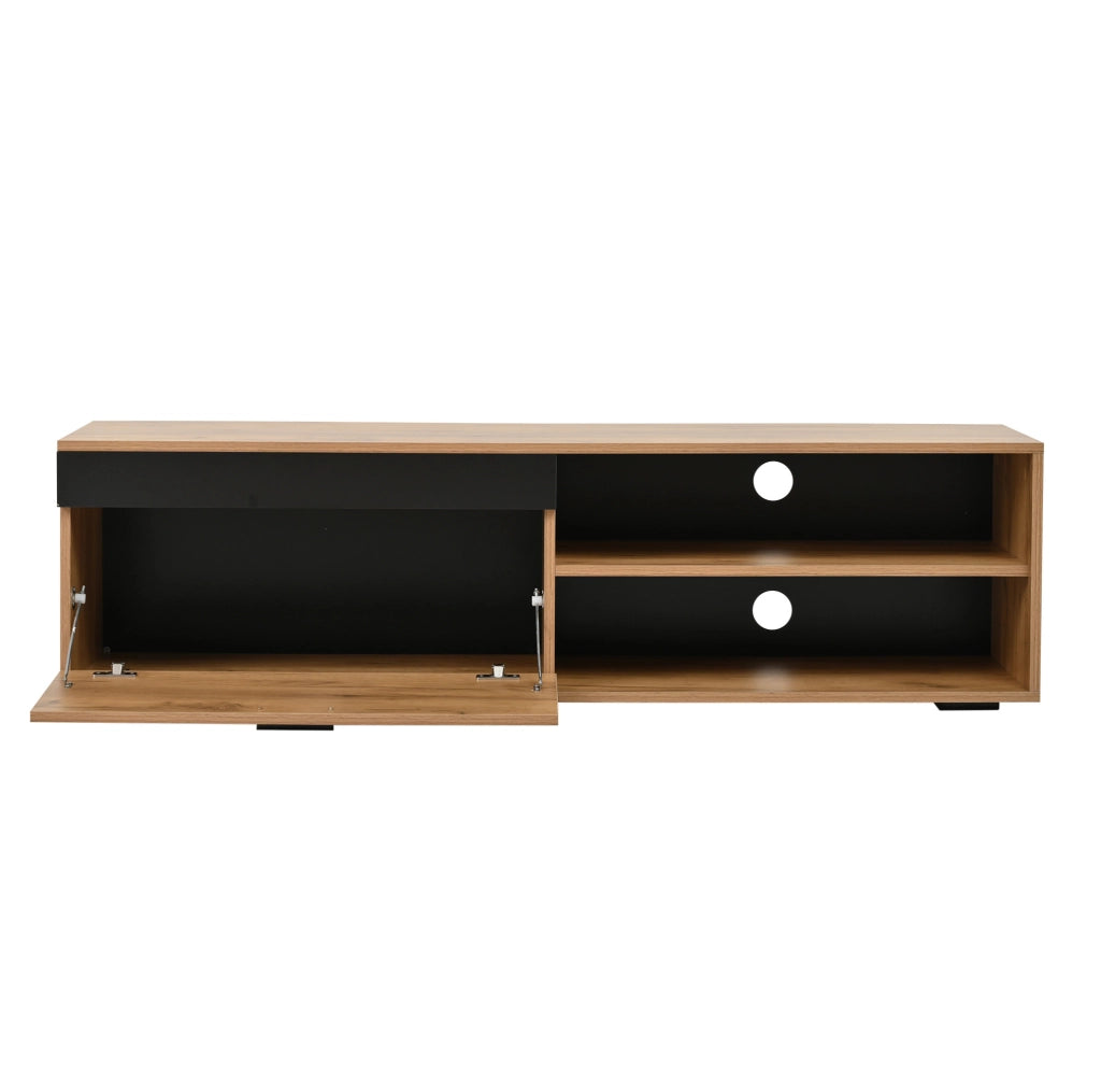 Set mobile TV da parete 3 pezzi 140 cm in truciolare effetto legno e nero