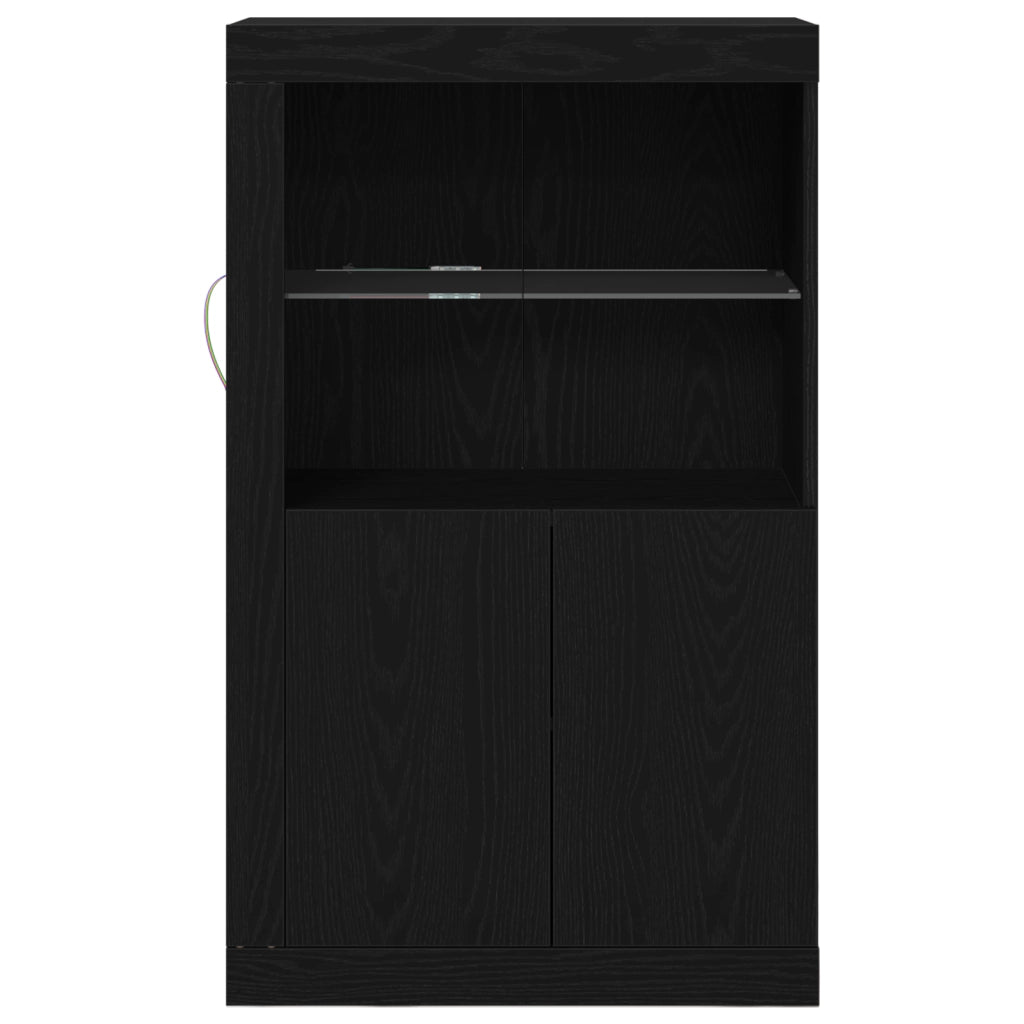 Mobile con luci LED Rovere Nero 60,5x37x100 cm