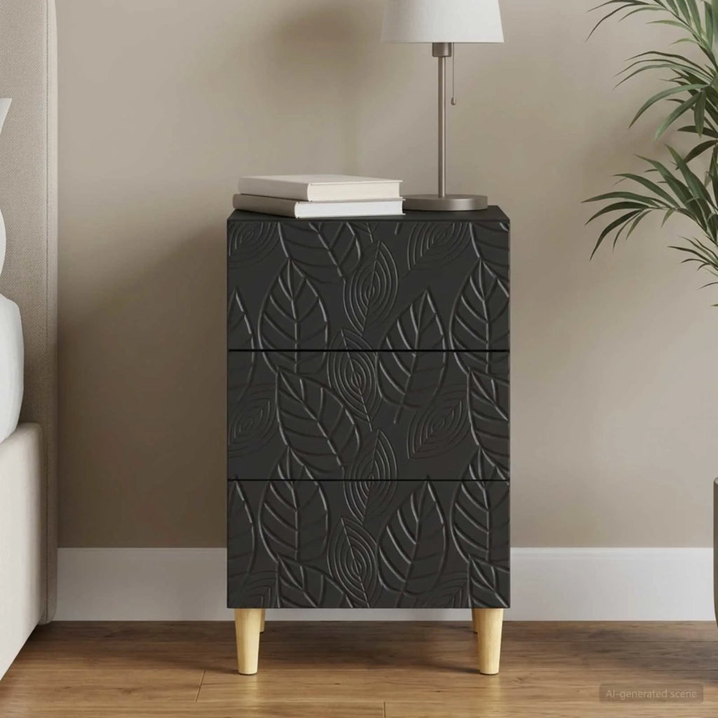 Comodino Nero 43 x 39,5 x 66,5 cm Legno ingegnerizzato 895016