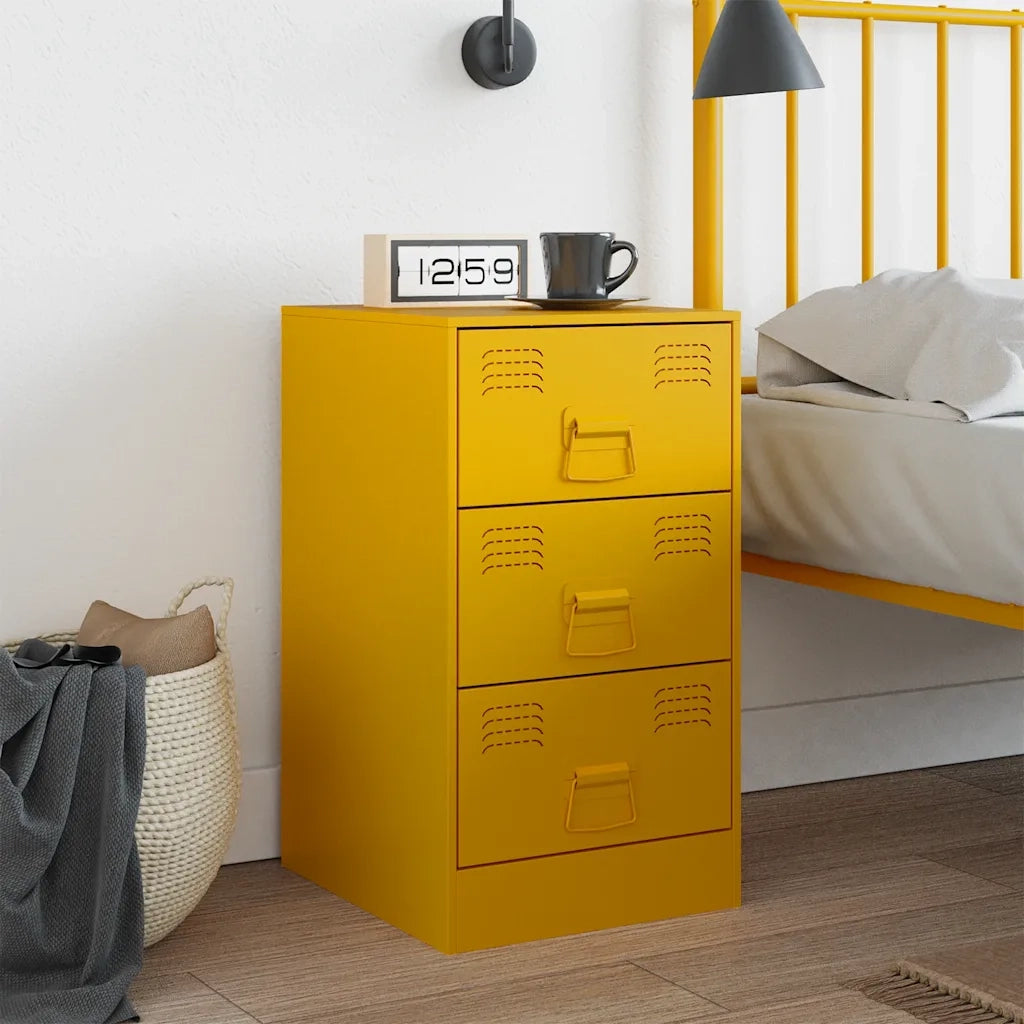 Comodino Giallo Senape 34,5x39x62 cm in Acciaio 841781