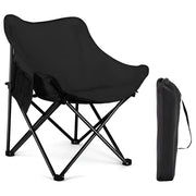 Trade Shop - Sedia Da Campeggio Pieghevole Portatile Nera Con Tasca Laterale Borsa Per Trasporto 632843 -
