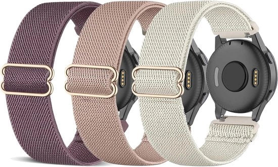 Set di 3 Cinture Elastiche in Nylon per Orologio da Polso - 20mm - Adatto per Venu Sq, Venu Sq 2, Venu 2 Plus, Venu Loop - Cintura Stesa per Orologio da Polso Vivoactive 5, Vivoactive 3, Vivomove HR