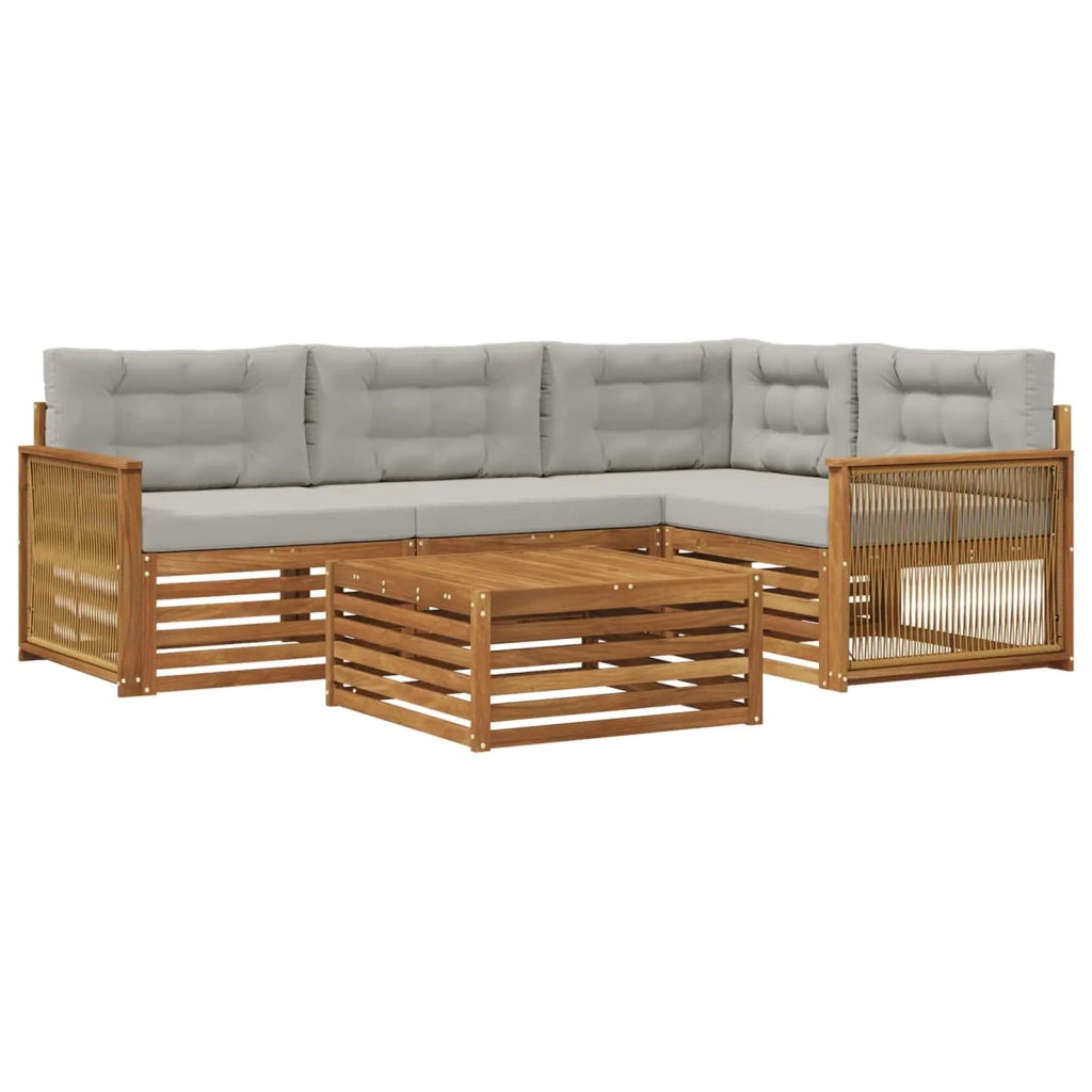 Set di divani da esterno 5 pz Naturale e Grigio Chiaro 3383329