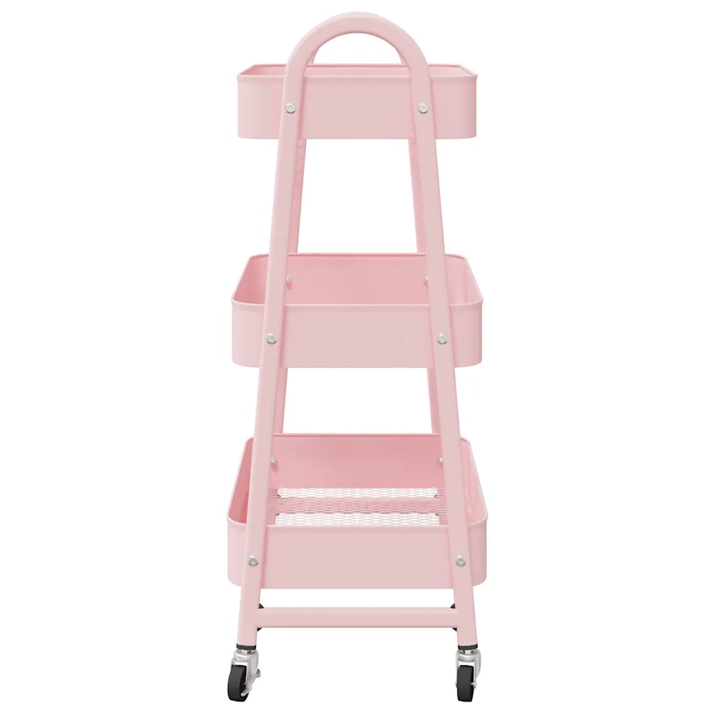 Carrello portaoggetti a 3 ripiani rosa 42x41,5x77 cm in acciaio 4012383