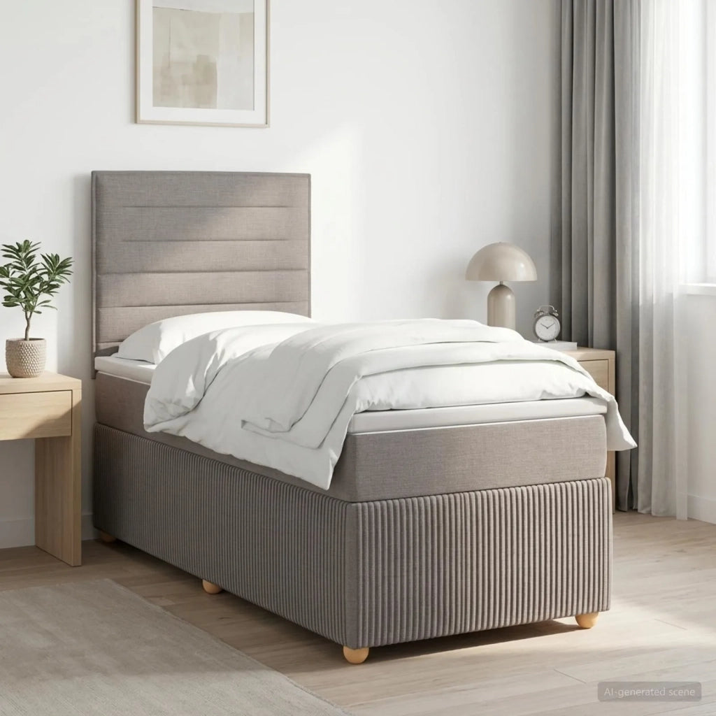 Letto box spring con materasso Tortora 90 x 190 cm Tessuto 3454281