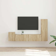 Set mobile TV 4 pz-Credenza per TV Rovere Sonoma Legno multistrato 690543
