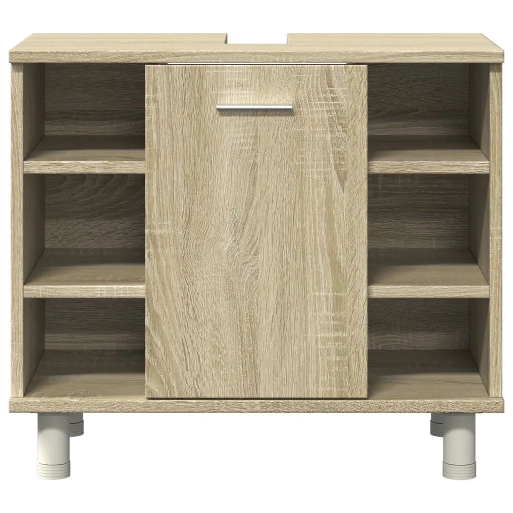 Set Mobili da Bagno | Armadio da bagno 4 pz Rovere Sonoma in Legno Multistrato