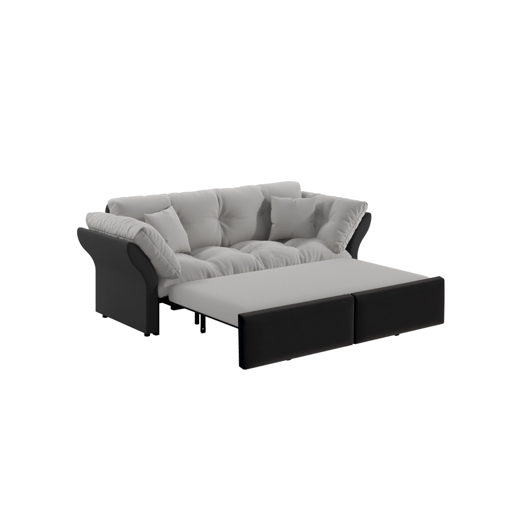 Divano letto convertibile 3 in 1 con letto estraibile e 2 cuscini in velluto grigio chiaro 190 cm