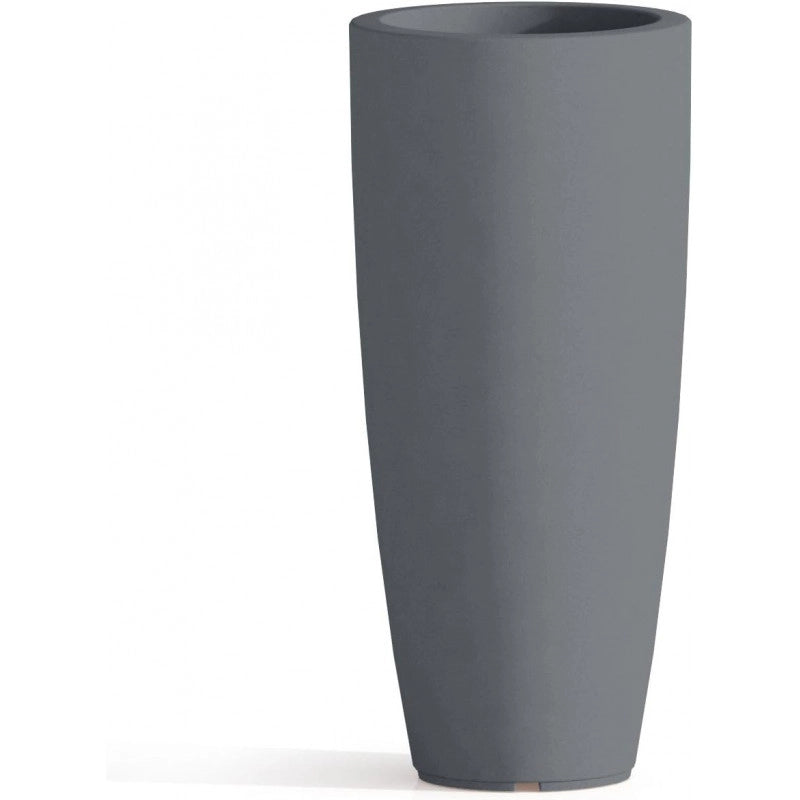 Vaso alto moderno di design Ø40 H90 in polimero grigio resistente per interno ed esterno - Made in Italy - Monacis