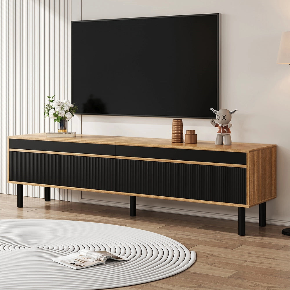 Mobile TV 3 porte - Xylo - 170x38x47cm texture nobili nero/legno