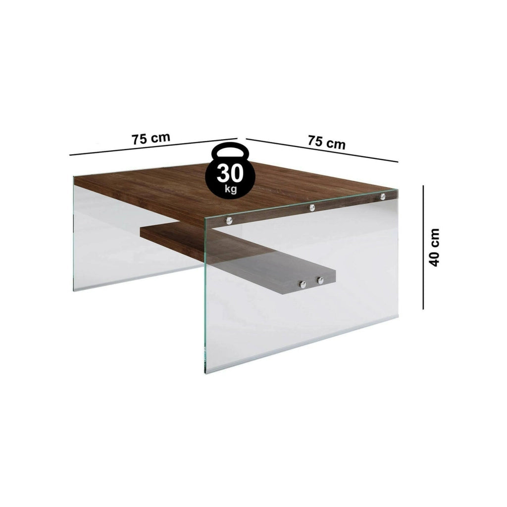 Barcis, Tavolino da Salotto un Vano, 75x75x40h cm Marrone Noce