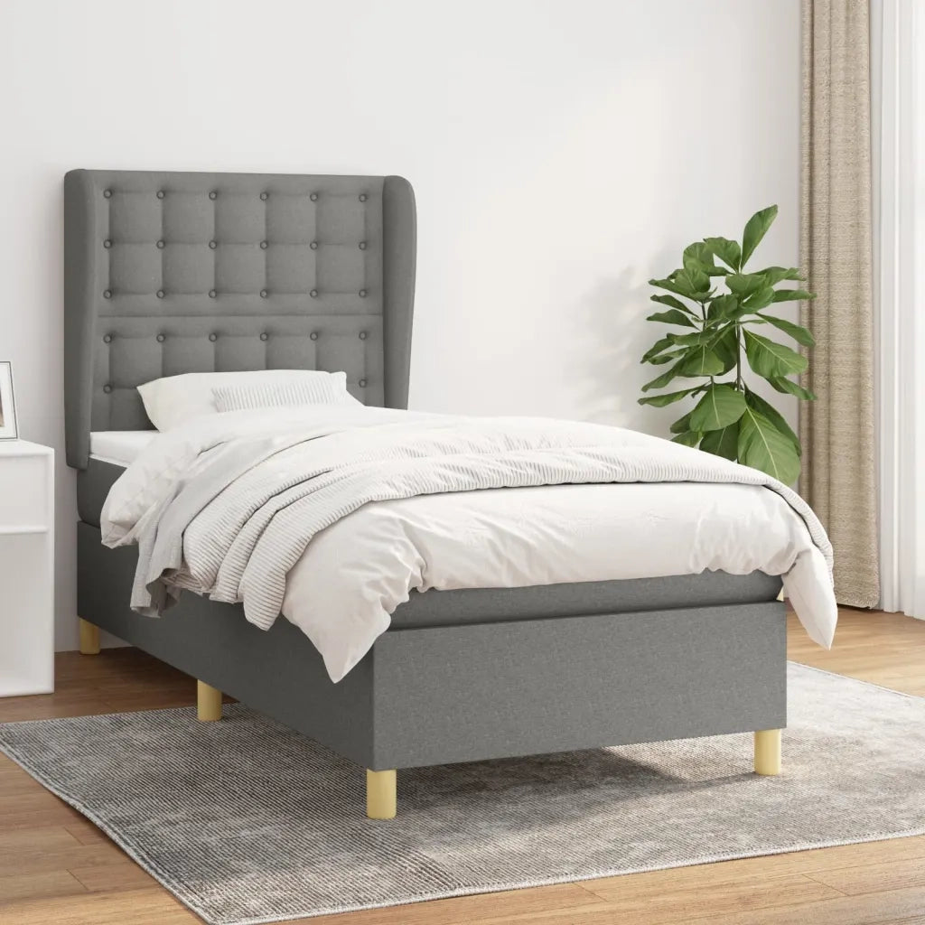 Giroletto a Molle con Materasso Grigio Scuro 90x200 cm Tessuto 3128814