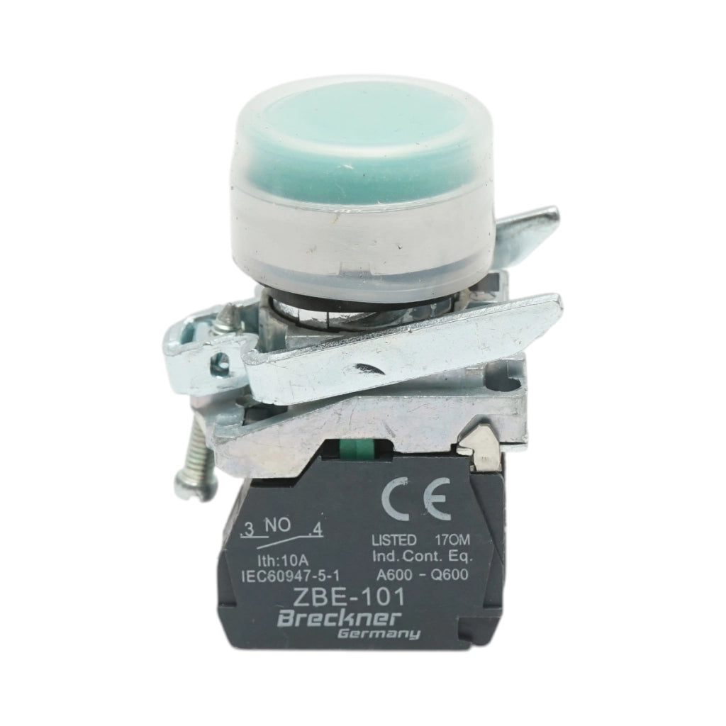 Pulsante con ritorno e cappuccio protettivo 22mm, 1NO, TB4-BP31, IP65 Breckner Germany