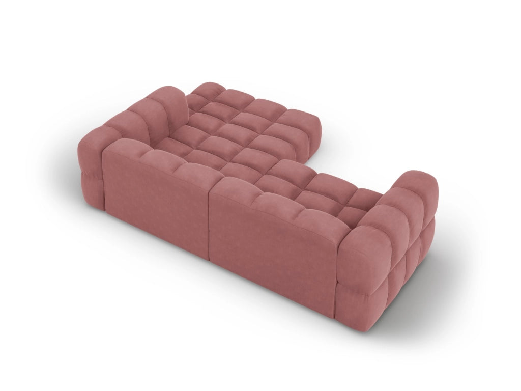 Cosmopolitan Design - Divano angolare modulare destro "Sky" 3 posti in velluto salmone 