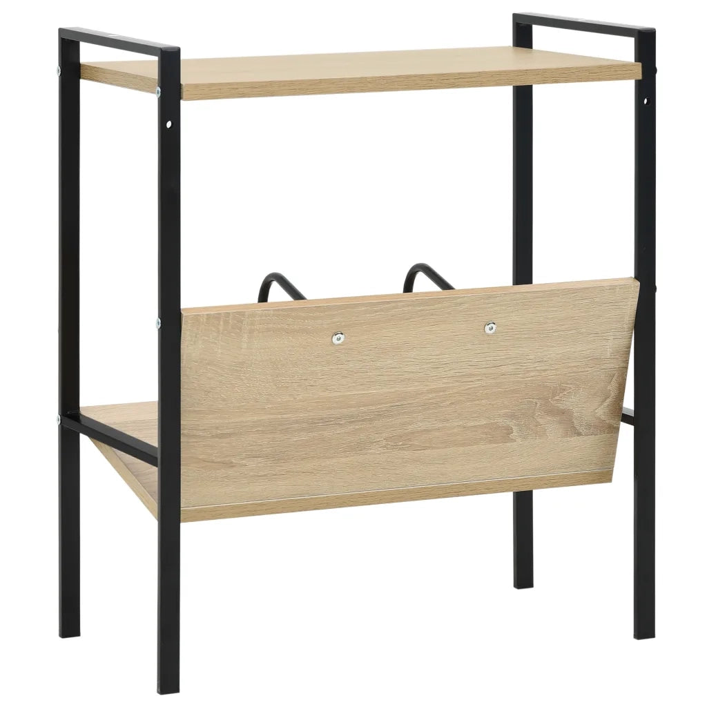 Libreria a 2 Ripiani Nera e Rovere 52x28x59 cm in Truciolato cod mxl 7540