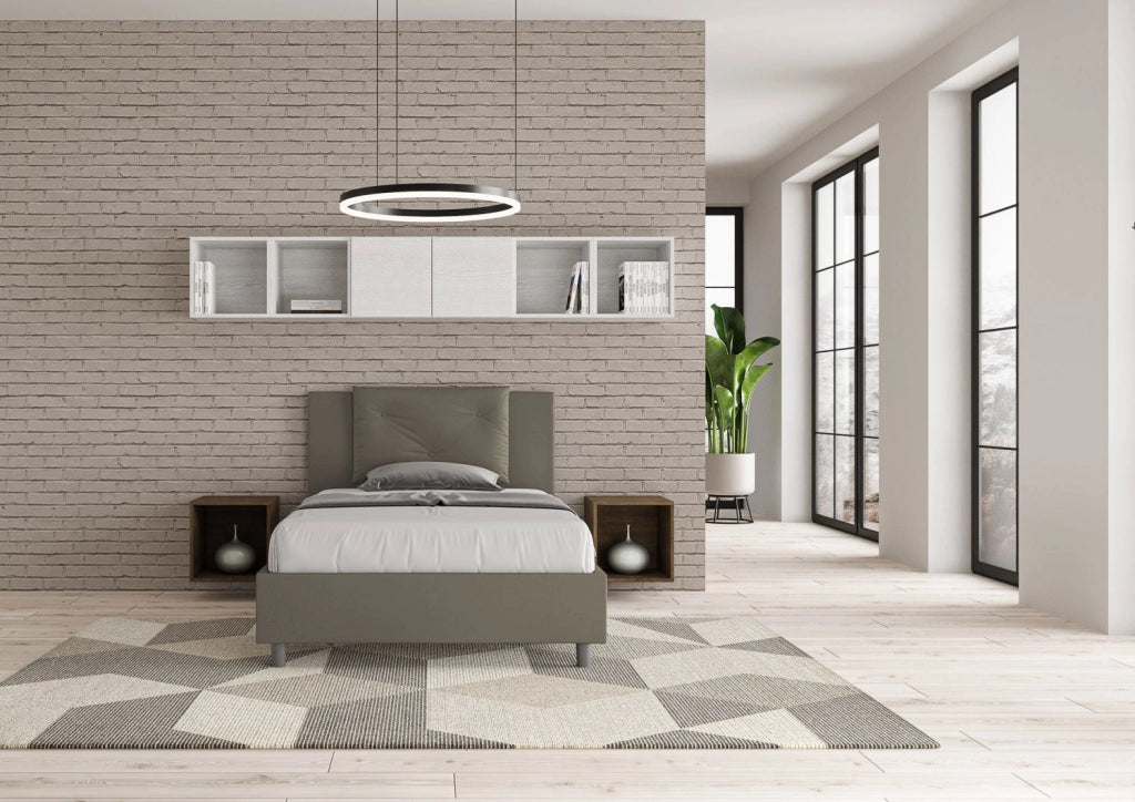 Letto una piazza e mezza senza rete imbottito 120x200 similpelle bianco Appia
