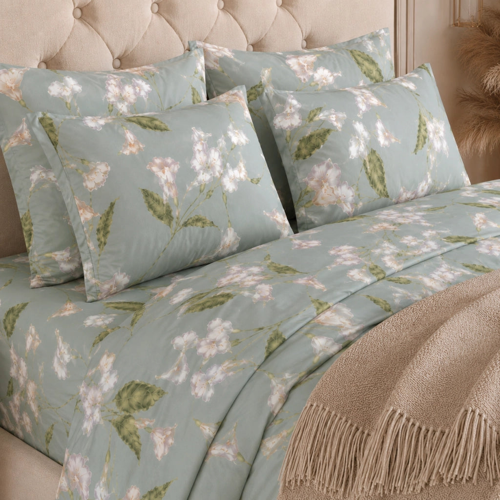 Rovanone, set Completo Letto Matrimoniale in Cotone, Azzurro