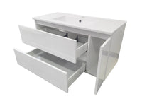 Mobile da Bagno Sospeso con Lavabo Specchio e Lampada a LED TFT Febe Rovere Miele