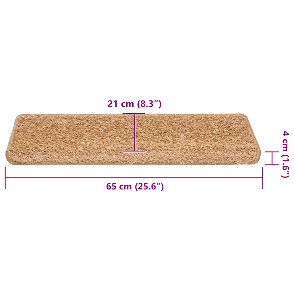 vidaXL Tappetini per scale 30 pz 65x21x4 cm Beige Bordo rettangolare