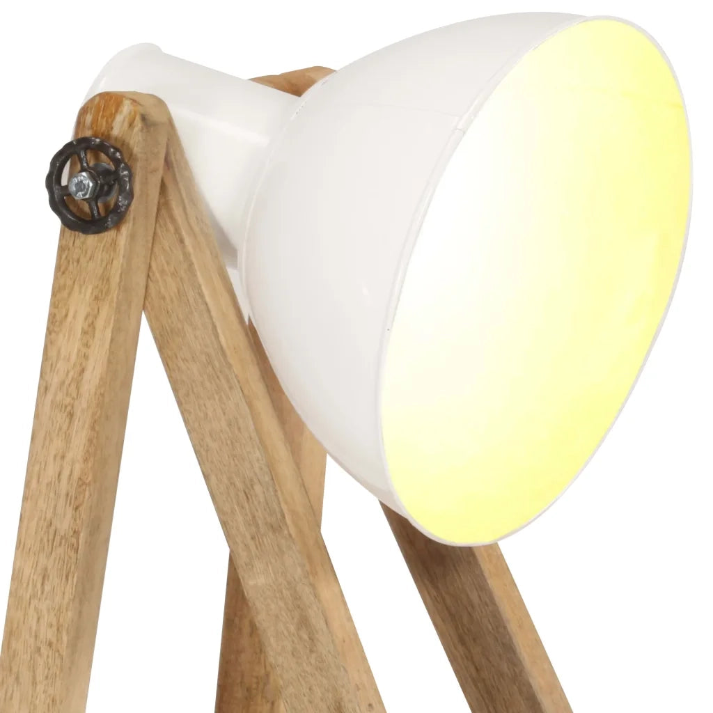 Lampade da Pavimento 3 pz Bianche E27 in Massello di Mango 320594