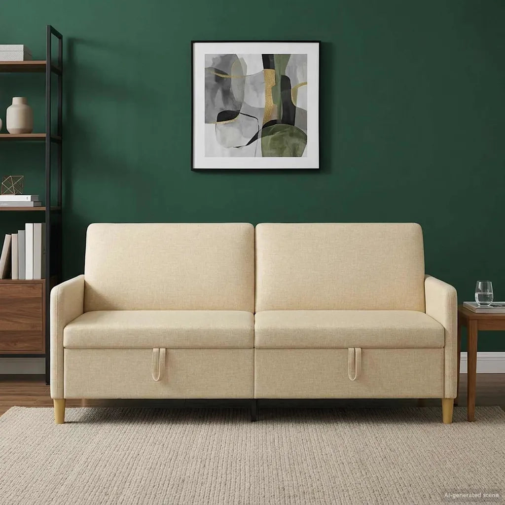 Divano con Storage Crema 192 x 78 x 87 cm Poliestere 42036982
