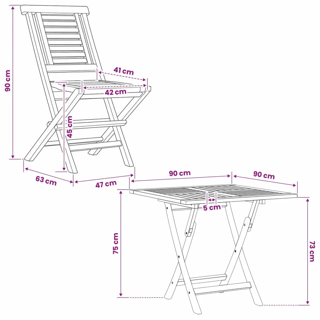 Set bistro da giardino pieghevole da 5 pezzi Naturale 3434100