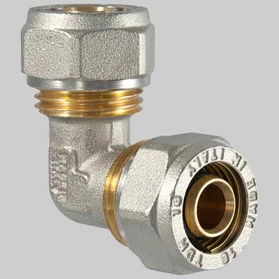 Raccordo a compressione curvo doppio  20 x 20     T.D.M.