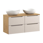 Set mobili bagno 120 cm con piano e 2 lavabi da appoggio Cloud Luxor Beige 120 x 1401 x 46 cm