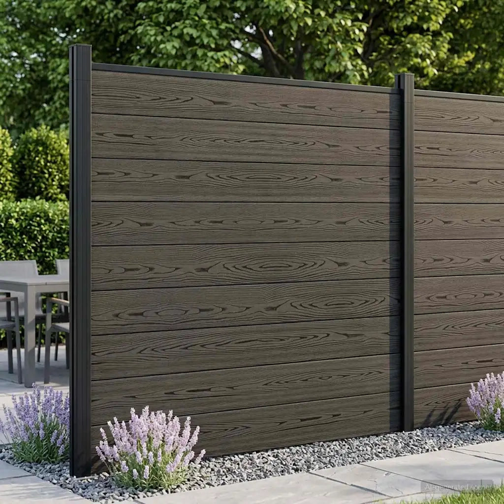 Set di Recinzione 175 x 186 cm WPC e Alluminio Nero 42039060