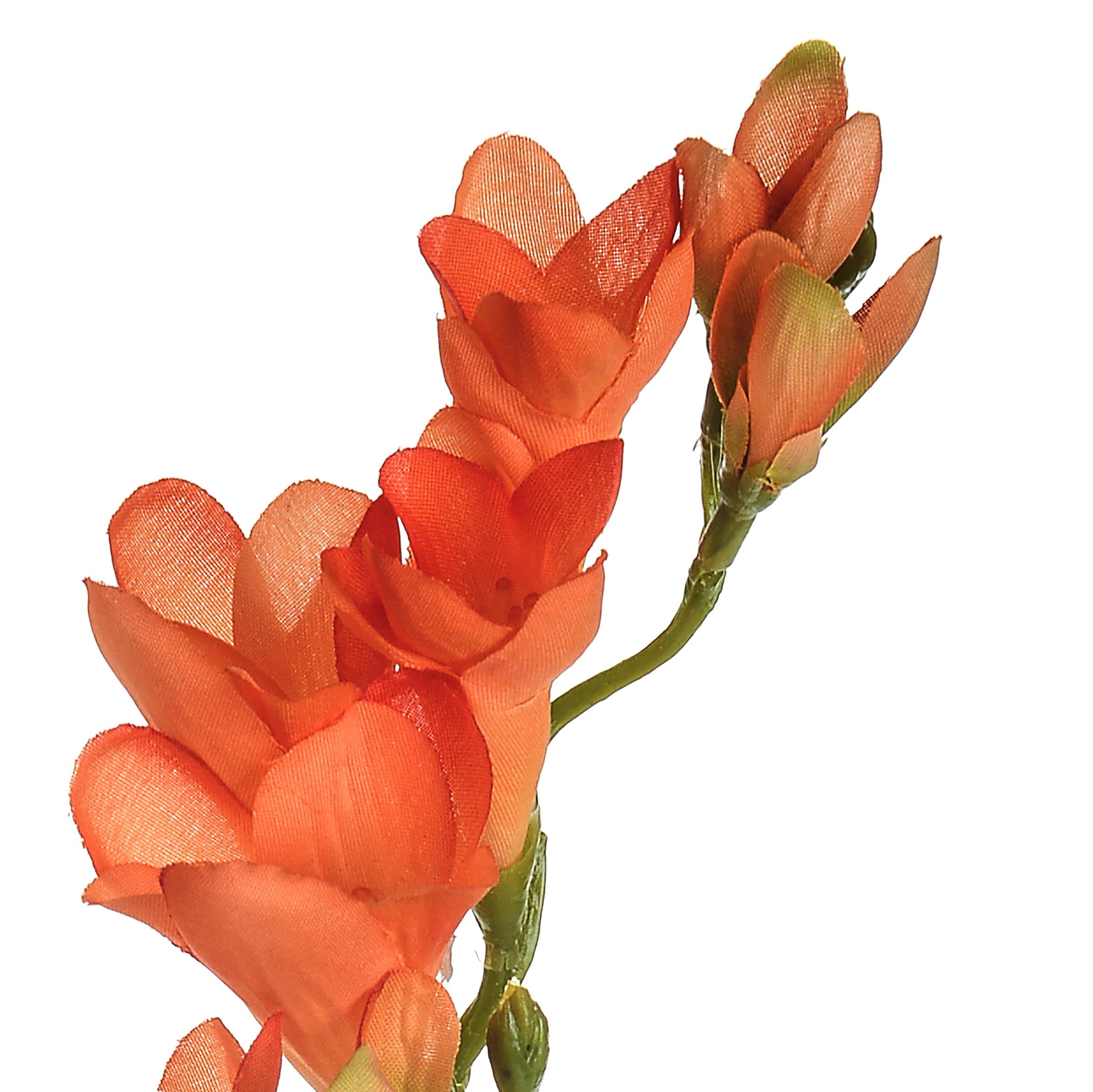 Set 8 Fresia Composta da 2 Fiori Artificiali Altezza 58 cm Arancio