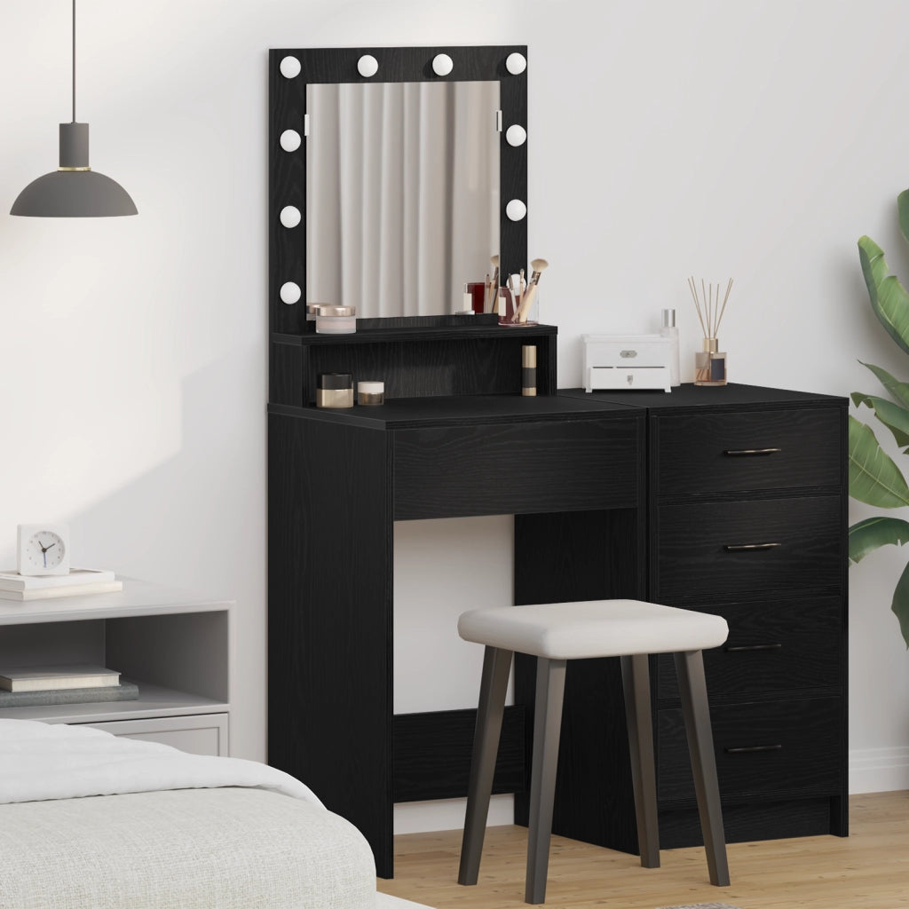Toeletta  con luci LED Rovere Nero 50x41x135 cm