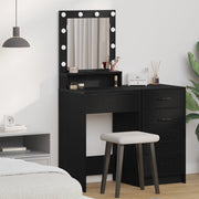 Toeletta  con luci LED Rovere Nero 50x41x135 cm