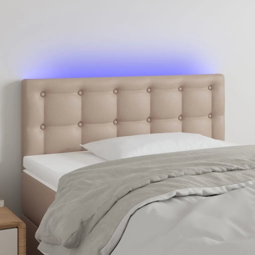 Testiera con LED-Testata Cappuccino a LED 80x5x78/88 cm in Similpelle 276869
