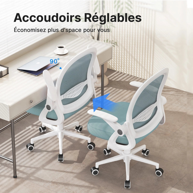 Sedia da ufficio-Sedia da ufficio in  con braccioli-Sedia ergonomica in rete traspirante-Altezza regolabile-Home Office-verde chiaro