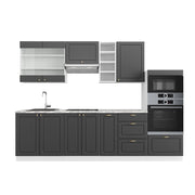 Cucina componibile Fame-Line Antracite rustico/Bianco 280 cm senza piano di lavoro Vicco