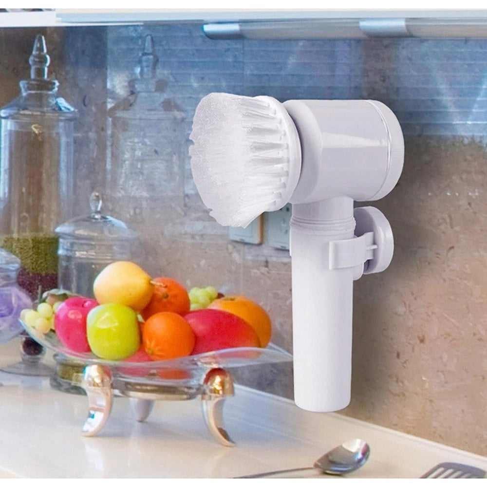 Trade Shop - Spazzola Rotante Elettrica Per Pulizia Multifunzione Con 3 Testine Bagno Cucina -