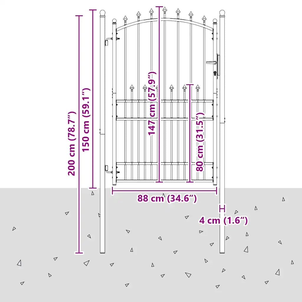 Cancello della recinzione con punte EMMEN 200 x 100 cm