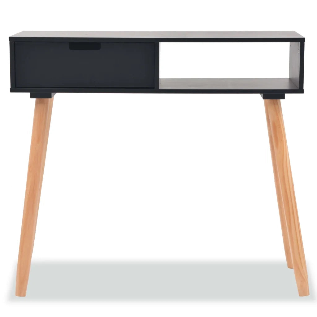 Tavolo Consolle in Legno di Pino Massello 80x30x72 cm Nero 244738