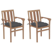 Sedie da Giardino 2 pz con Cuscini Antracite Massello di Teak cod mxl 6836