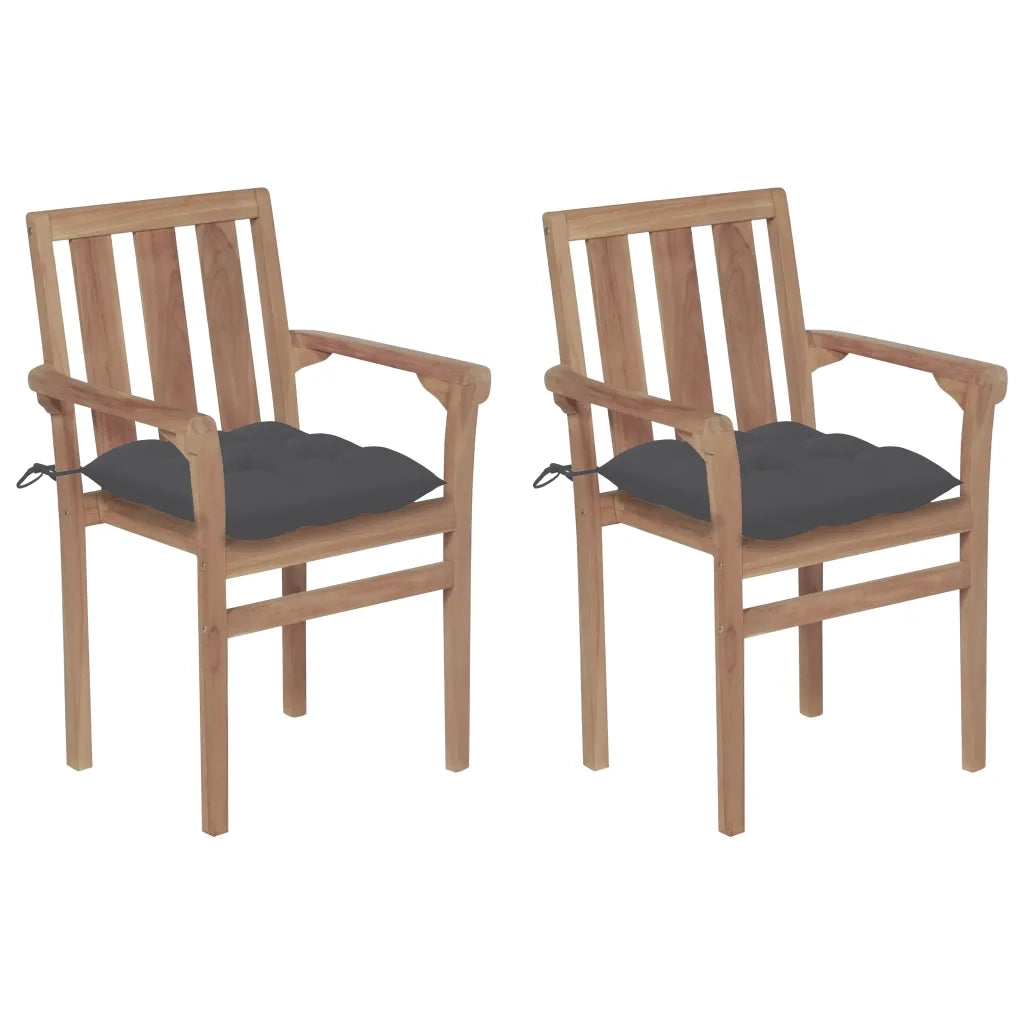Sedie da Giardino 2 pz con Cuscini Antracite Massello di Teak cod mxl 6836