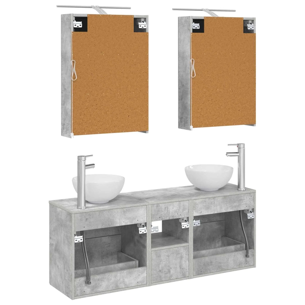 Set di Armadi da Bagno 5 pcs Grigio Cemento 50 x 14,5 x 70 cm 3406674
