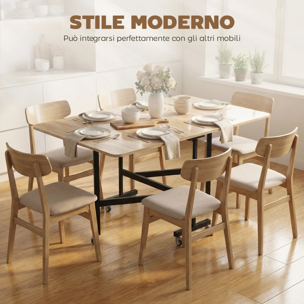 Tavolo Pieghevole Allungabile per 6 Persone ¨C zephmum ¨C Rovere, 120x80x73 cm