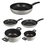 MA MAISON BATTERIA 5 PZ - 2 PADELLE - Ø 18 - Ø 24 CM IN ALLUMINIO + 2 CASSERUOLE Ø 18 - Ø 26 CM IN ALLUMINIO + 1 PADELLA ALTA Ø 30 CM