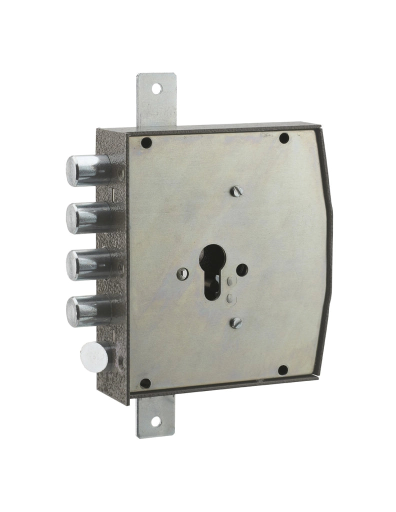Serratura triplice 3 punti per cilindro europeo, da applicare, acciaio, 154x140 mm, destra, 5 chiavi - THIRARD