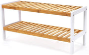 Sistema di conservazione delle scarpe 2 livelli per la stanza da bagno capiente per 8 pair di scarpe colore bianco-naturale dimensioni 70 x 33 x 25 cm LBS02H