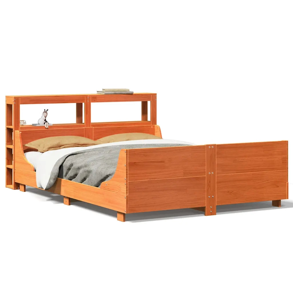 Letto senza Materasso Marrone Cera 135x190 cm in Legno di Pino 3306476