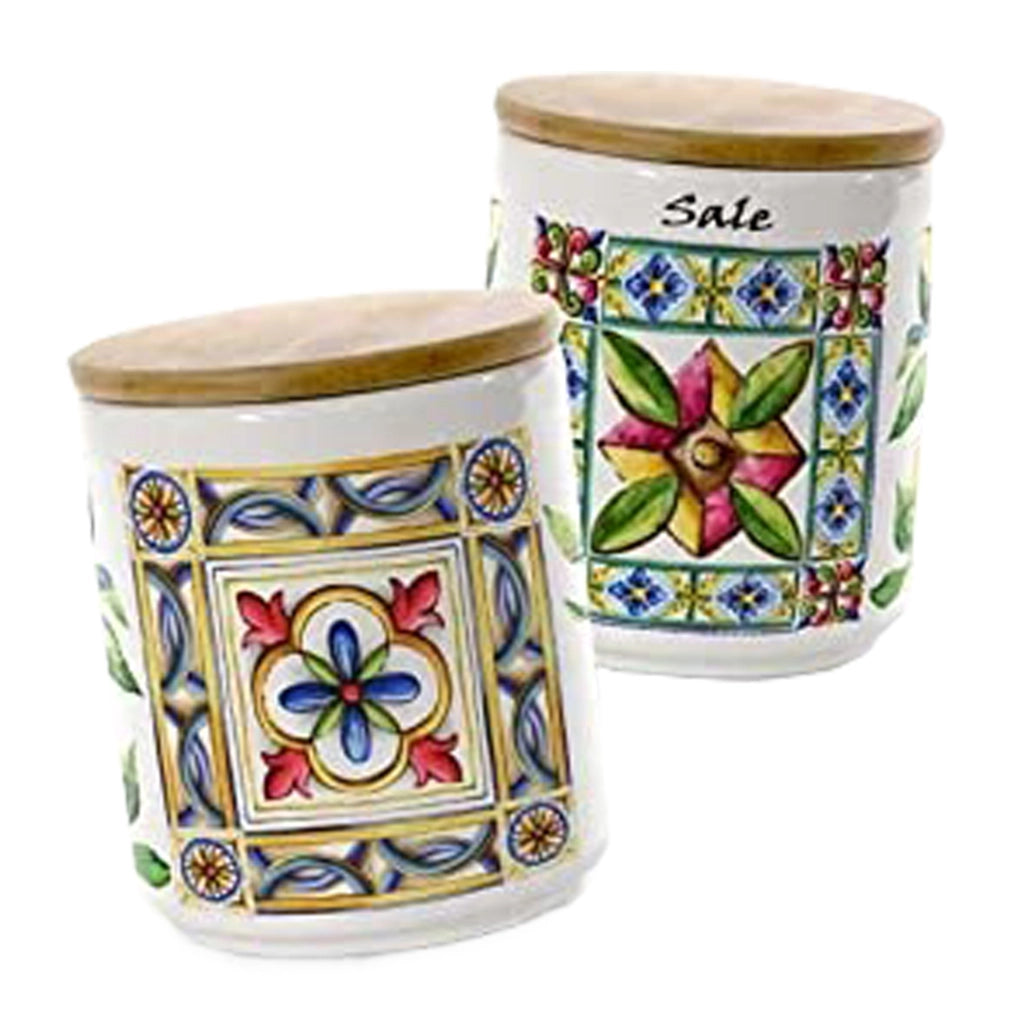 TERRA E SOLE BARATTOLO PER SALE REALIZZATO IN CERAMICA 10 X 12 CM
