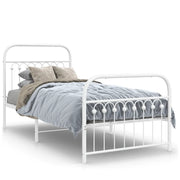 Letto singolo | Letto per adulti | Giroletto con Testiera e Pediera Metallo Bianco 90x200 cm