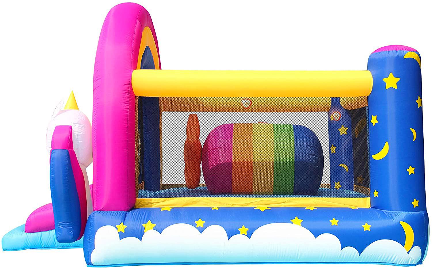 Castello Giostra Gonfiabile Interattivo Fantasy Unicorn con Pompa Happy Hop